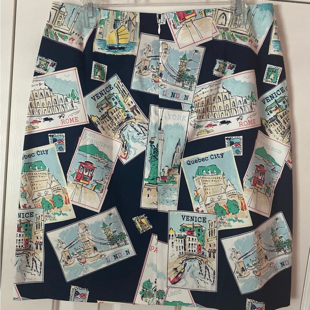 Talbots Navy and Floral Print Skirt